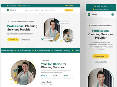 Cleaning Service Website UIUX Design | Web Design | Figma app app desing app landing page cleaning service website design designer designs figma landing page responsive website ui uiux design usa user interface ux web design web designs web ui website website ui design