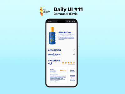 Daily UI#11 - Carrousel d'avis app mobile sun ui ux
