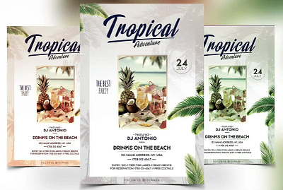 Tropical Adventure - PSD Flyer clean flyer club flyer event flyer psd psd flyer template summer flyer white flyer