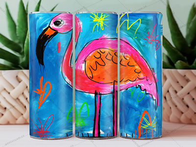 Hand Drawn Flamingo Skinny Tumbler Wrap color image design design art flamingo art flamingo tumbler flamingo vector hand drawn template illustration photography skinny tumbler skinny vector sublimation tumbler design tumbler sublimation tumbler vector art tumbler warp vector art waterslide tumbler