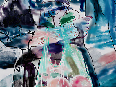 in a plastic bag digital art freestyle illustration