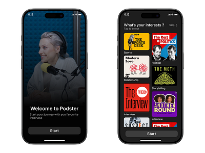 Podster - podcast app app app interface podcast ui uiux user experience ux