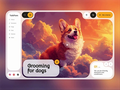 Pet Grooming Website cat concept design dog groom grooming motion pet care pet grooming pet service pets startup ui ux web website