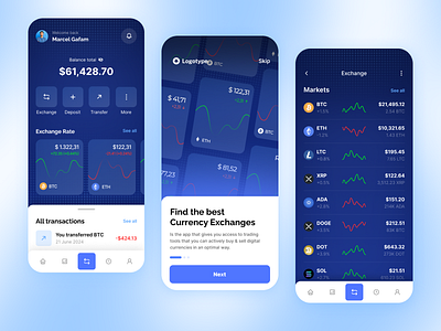 Exchange Crypto App - Flux app bitcoin crypto design ethereum exchange frontend homepage step trade transactions ui ux