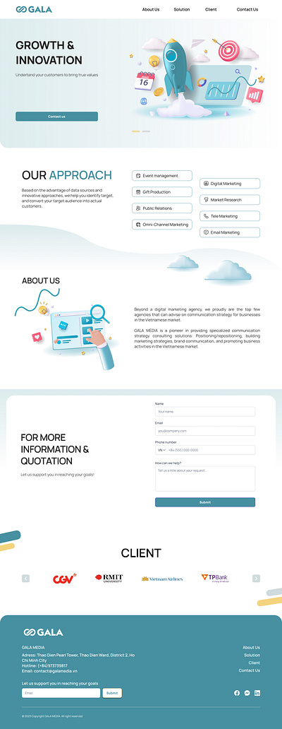 Landing page marketing agency graphic design ui