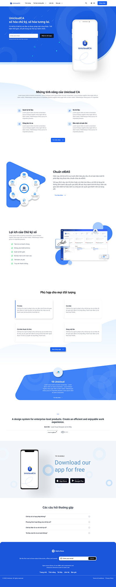 Landing page e-sign app branding ui