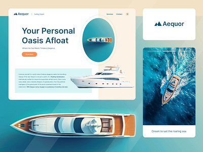 Aequor - Yacht Website Design app aqua boat boating booking branding cards design inpiration logo mobile sea system travel trending trip ui ux web design yacht
