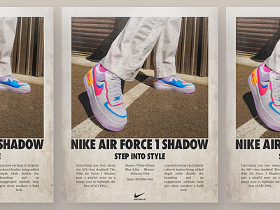 Vintage Vibes: Nike Air Force 1 Shadow Poster fashion footwear graphic design nike retro style sneaker design sportswear streetwear vintage poster