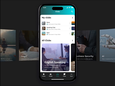 Clubs® - UI/UX design for Social Networking App app design community community app community mobile app hobbies interest clubs interest communities mobile ui networking social app social app design social media social media app social network social platform