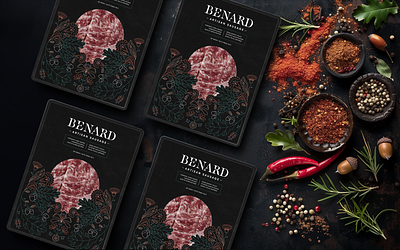 Benard – Artisan Sausage Packaging Design branding custom letters detailed elegant graphic design label label design lettering logo design logotype luxury package design sophisticated type design