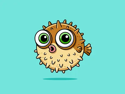 Pufferfish / Blowfish adorable blowfish cartoon character cheeky crypto meme cute cute mascot fish fresh water funny illustration mascot mascot logo ocean playful pufferfish spikes surprised swimming