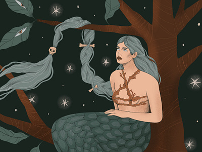 Dark fairytales: mermaid fairytail hand drawn illustration magic mystic procreate