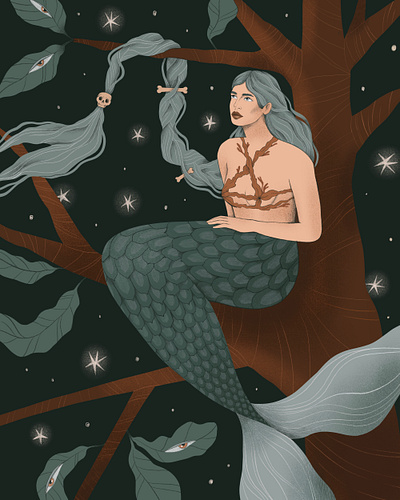 Dark fairytales: mermaid fairytail hand drawn illustration magic mystic procreate