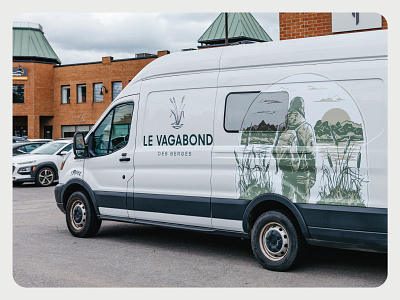 Le Vagabond food truck hand drawn illustrated van illustration marsh river sunset tiger lillies truck wrap vagabond van wrap