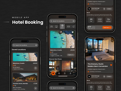 Hotel Booking App 3d animation branding graphic design logo motion graphics ui