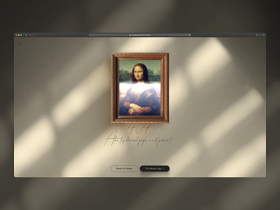 404 Page Not Found Error - Mona Lisa 404 page animation beige classic classic 404 page design figma frame framer leonardo da vinci mona lisa motion overley page not found painting parallax ui ux web design website