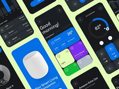 Smart Home App app design automation clean dark minimal mobile smart home ui design ux design visual design