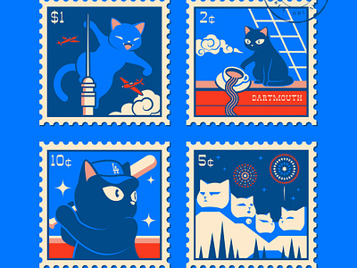 4th of July: Independence Day Illustration 4th of july america animals baseball black cat cat cute fireworks fourth of july illustration illustrator independence day king kong mount rushmore packaging social media stamp united states usa vector