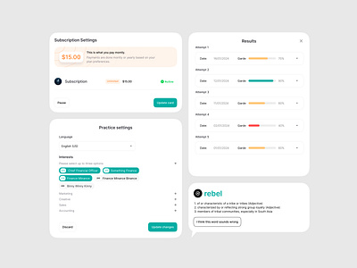 E-learning UI Components clean dashboard dashboard design design system designer e learning education graphic design learning learning app modern responsive design ui cards ui design ui elements web web app