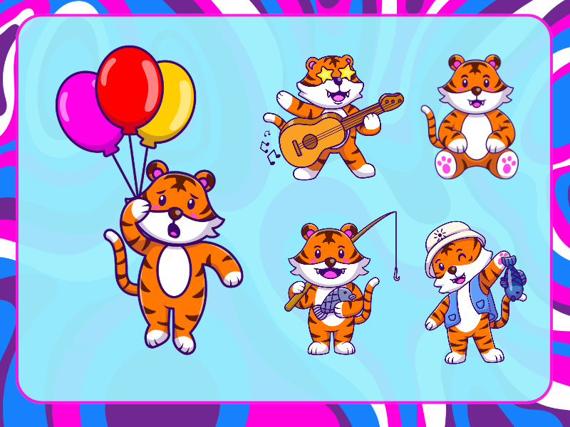 Tiger 🐯🐯 activities animal cartoon character child children cute design fauna graphic design illustration leisure tiger zoo