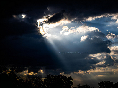 Stock:00008 ✨Cityscape Bathed in Sunlight Dramatic Storm Clouds natural wonder