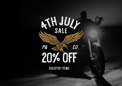 P&Co 4th July Sale Badge branding creative eagle graphic design identity lockup logo marketing moto typography