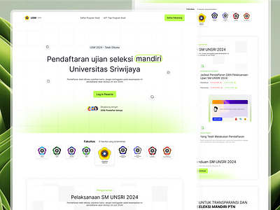 Website Registration Selection University campus kampus palembang selection sriwijaya ui uiux uiux design ujian mandiri unsri universitas universitas sriwijaya unsri usm ux website