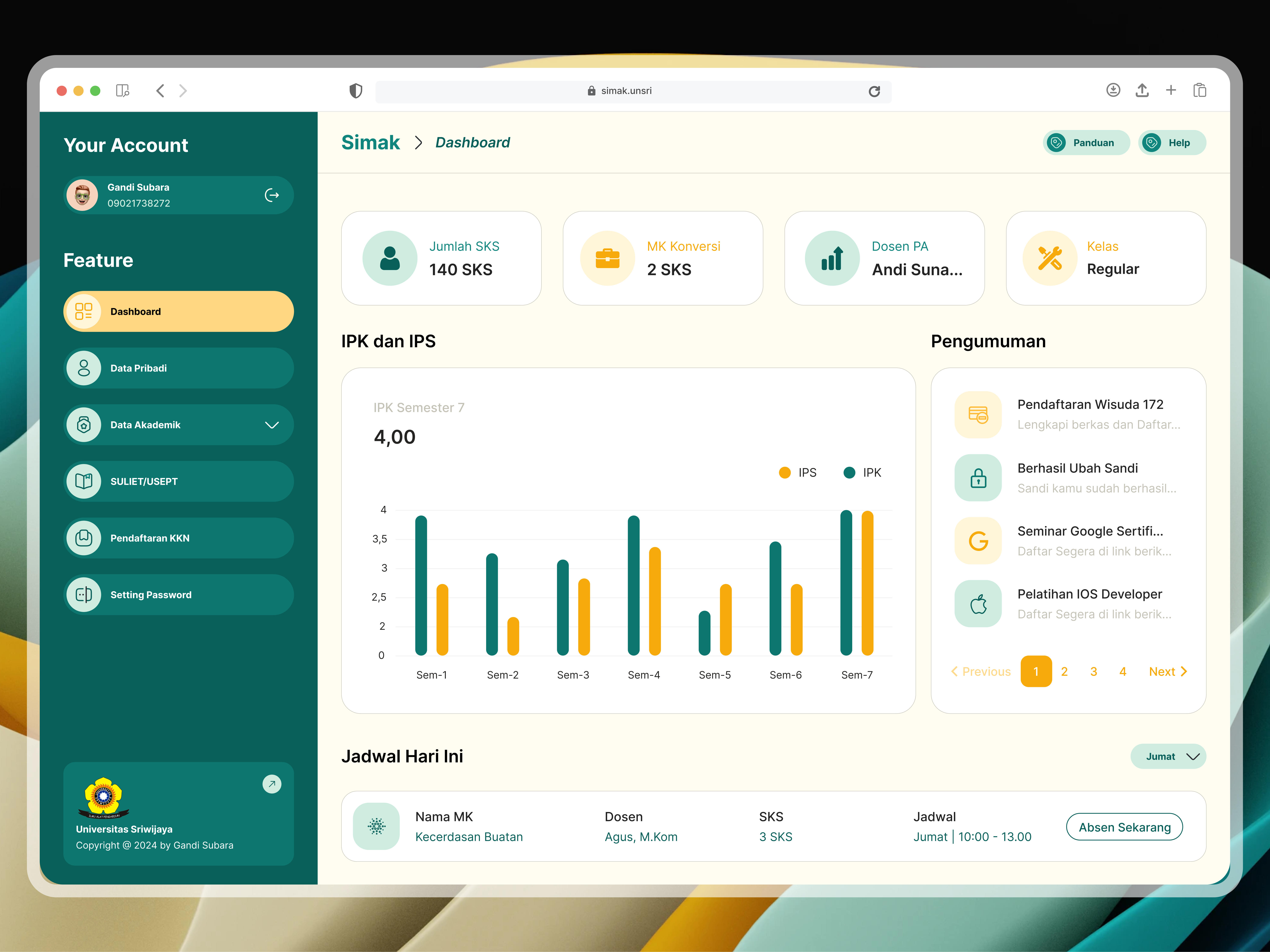 WEBSITE SIMAK UNIVERSITAS SRIWIJAYA akademik design redesign simak ui uiux uiux design universitas universitas sriwijaya unsri ux website