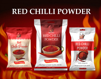 Red Chili Powder Pouch Design branding chilli colordesign food gdxamir graphic design labeldesign logo packetdesign