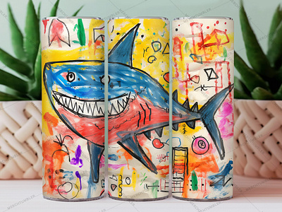 Hand Drawn Shark Skinny Tumbler Wrap color image custom tumbler design illustration photography shark shark design shark tumbler shark vector skinny tumbler sublimation tumbler art tumbler design tumbler sublimation tumbler vector art tumbler warp vector art waterslide tumbler