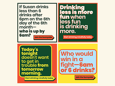 Sunnyside // Digital Ad Set advertising bright copywriting digital drinking facebook layout social media square typography