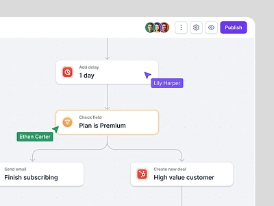 Automation Builder / White and Dark Mode app automation builder dashboard flow saas ui ux