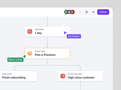 Automation Builder / White and Dark Mode app automation builder dashboard flow saas ui ux