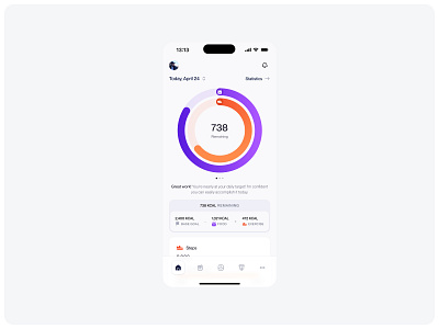 🚴🏼 app application care charts design fit fitness flat health healthcare mobile mobileapp modern remaining stats steps ui ui design ux