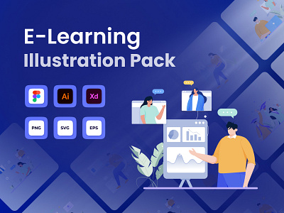 E-learning Illustration Pack course creator visuals custom illustrations customizable illustrations digital education visuals e learning design e learning illustrations educational graphics educational themes high quality graphics illustration pack online course visuals online learning graphics scalable vectors vector illustrations website illustrations