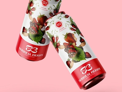 Surreal Berry Can Design candesign collageart graphic design illustration packaging