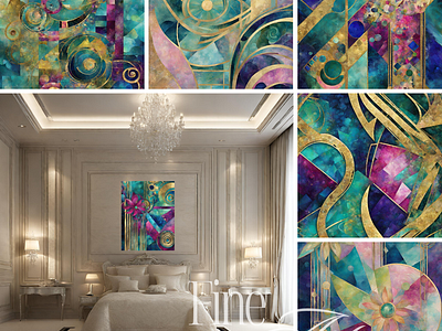 Abstract Original Art art art deco artdeco colorful design interior design original art painting