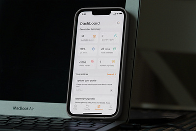 Dashboard for Attendance Tracker App dashboard mobile ui design mobile app ui design ui design ux design