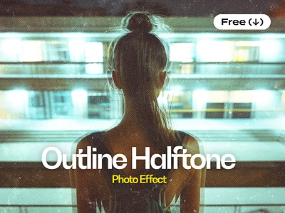 Outline Halftone Photo Effect double download effect free freebie glitch glitching halftone motion outline photo photoshop pixelbuddha psd retro screen template vhs vintage