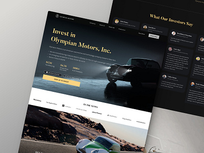 Invest page of Olympian Motors Website responsive design ui design ux design website design