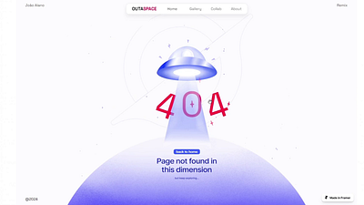404 Space Page - Framer x Dribbble Playoff 404 page animation figma flat framer illustration ui ui design web design