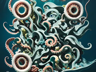 Octopus tentacles in the ocean depths ai qr ai qr code creativetech octopus qr qr code qrcode smartdesign