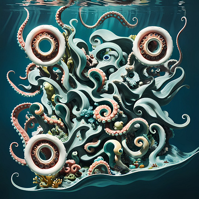 Octopus tentacles in the ocean depths ai qr ai qr code creativetech octopus qr qr code qrcode