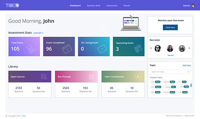 Online Assessment web application Dashboard assessment online online assessment question bank ui