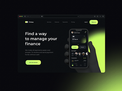 Fintea banking finance landing page money ui user interface design