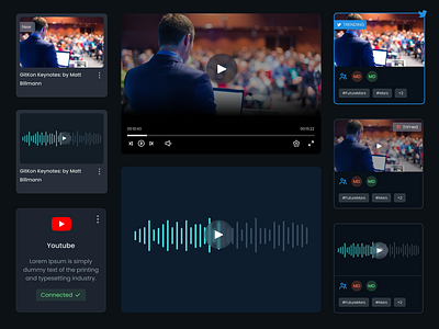 Video Player Components ai ai app ai design ai features ai integration artificial intelliegnce cards clean component dashboard design interface product design saas social media platform ui ui element ux video web