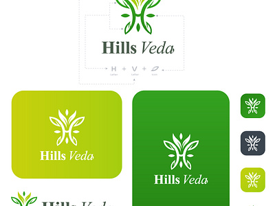 Hills Veda Logo Design ayurveda brand identity brandin green herbal herbal product hills veda illustration leaves logo logo design marketing mockup organic photoshop vector