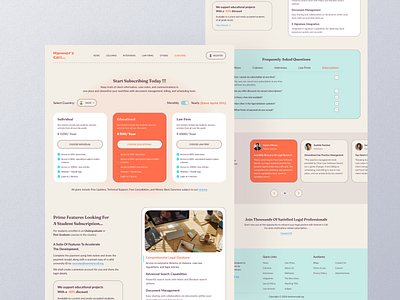 Subscription Page of Legal Dispute Web App - Hammer's Call... accordian view background card view clean color design faq features footer justice law legal dispute minimal mockup subscription page typography ui ux web website