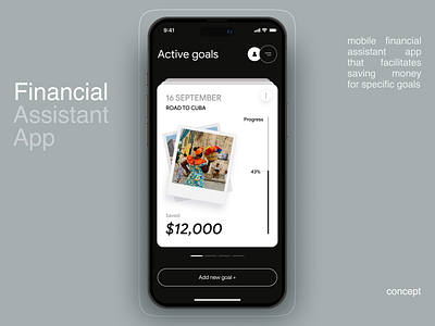 Financial assistant mobile app analytics app app design card charts clean design concept dark theme design financial ios mobile mobile design modern ui ux uxui