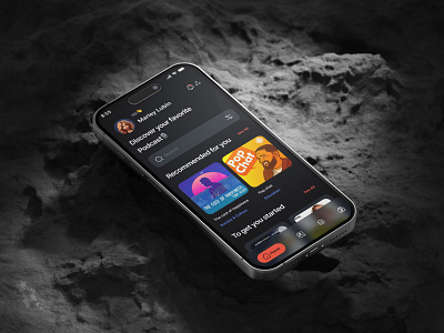 Helix Podcast App(DarkMode) application cleandesign creative darkmode iphone minimal mobile mobileapp musicapp podcast podcastapp product productdesign ui uikit uikitdesign uiux userinterface ux visualdesign